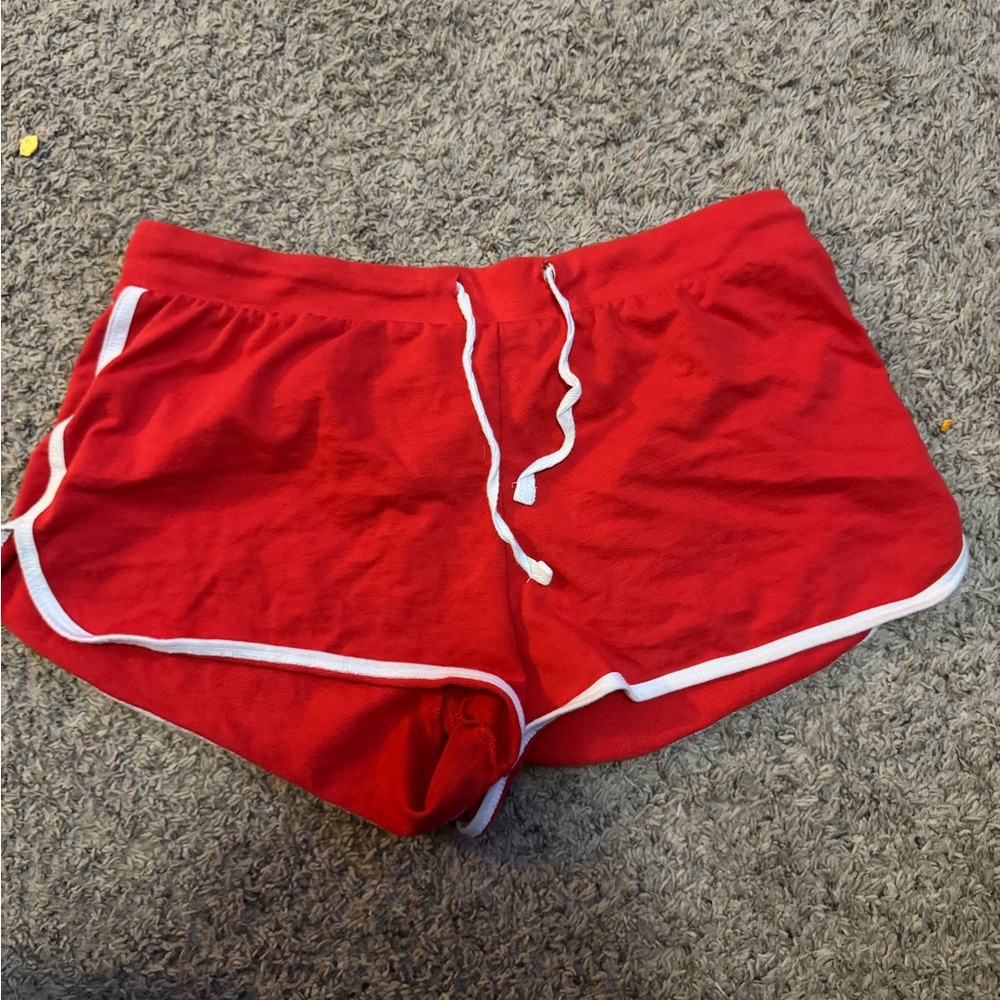 Red Athletic Shorts with White Trim